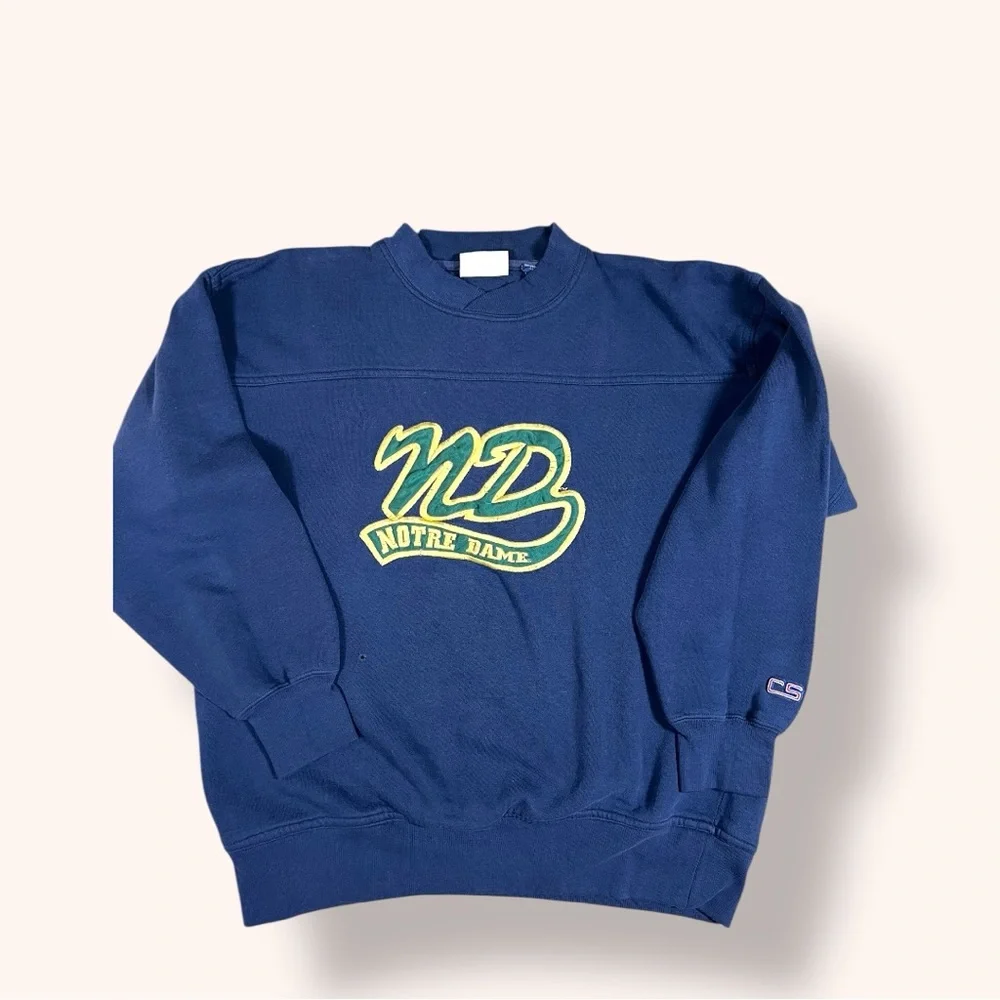 Vintage Notre Dame Crewneck Sweatshirt, Navy - Picture 3 of 6
